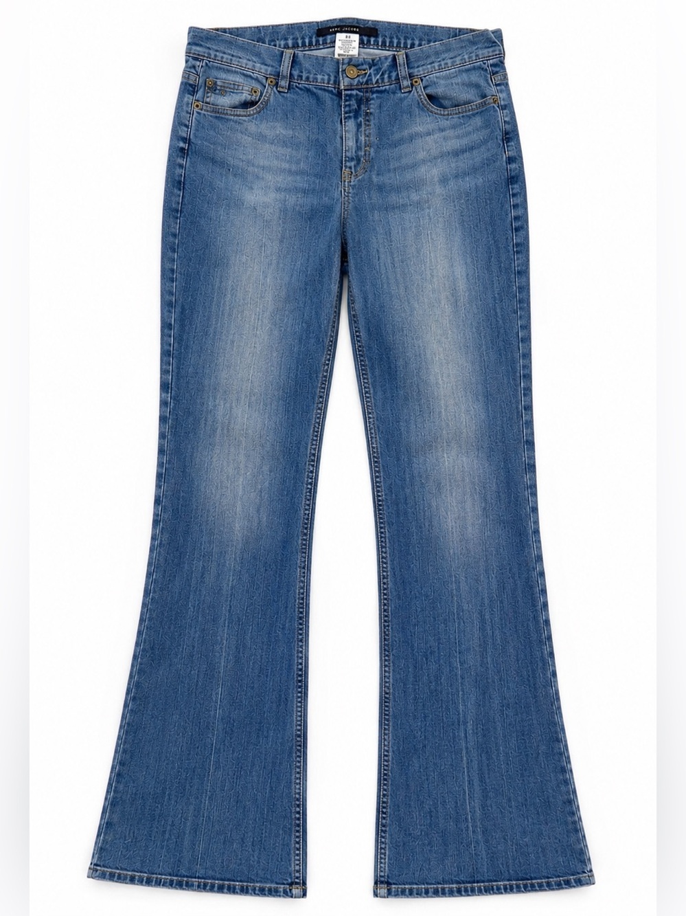 Vintage Marc Jacobs Y2K Low Rise Bootcut Flare Blue Jeans Logo Pocket Womens 10